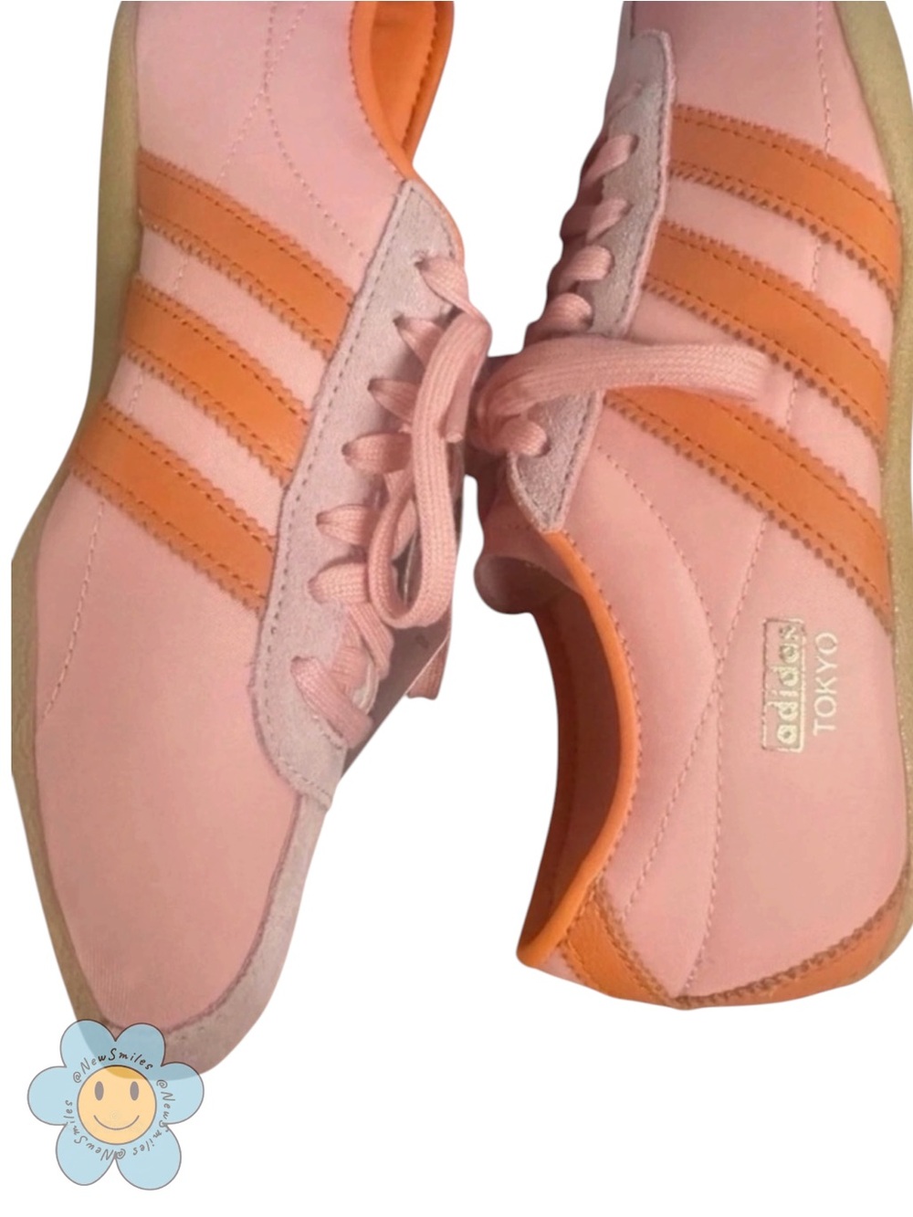 adidas ~ Sneakers ~ NIB ~ Pink & Orange ~Women’s 7.5 ~ Low Profile Gum Sole - Picture 1 of 7